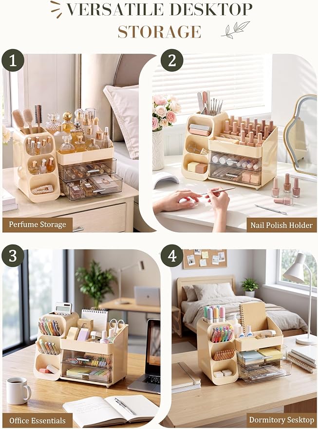 Large Makeup Organizer Countertop Skincare Organizers, Spacious Cosmetic Display Case for Vanity Organizers Storage, Waterproof Make Up Organizer for Bathroom, Birthday Gifts for Women, Cream