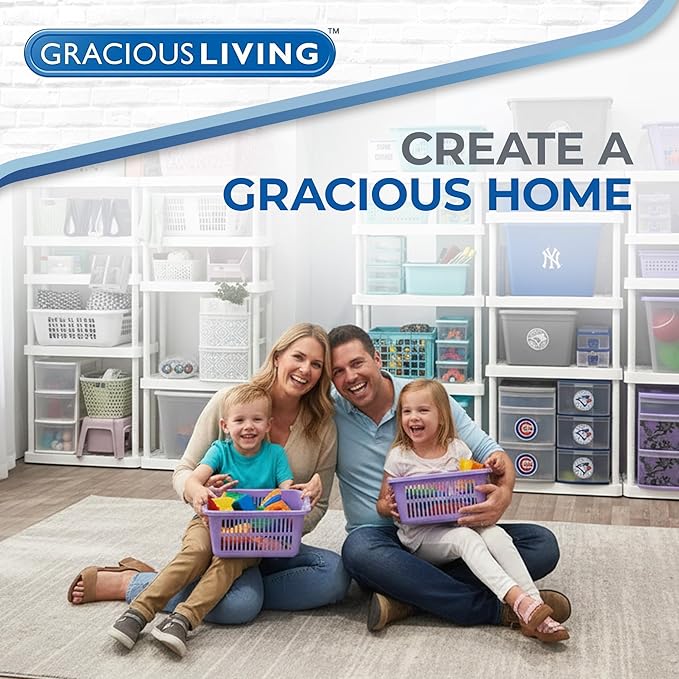 Gracious Living 5-Shelf Plastic Storage Shelves, Heavy-Duty Garage Shelving Unit, Black - Standing Organizer Rack for Kitchen, Bathroom, and Laundry Room