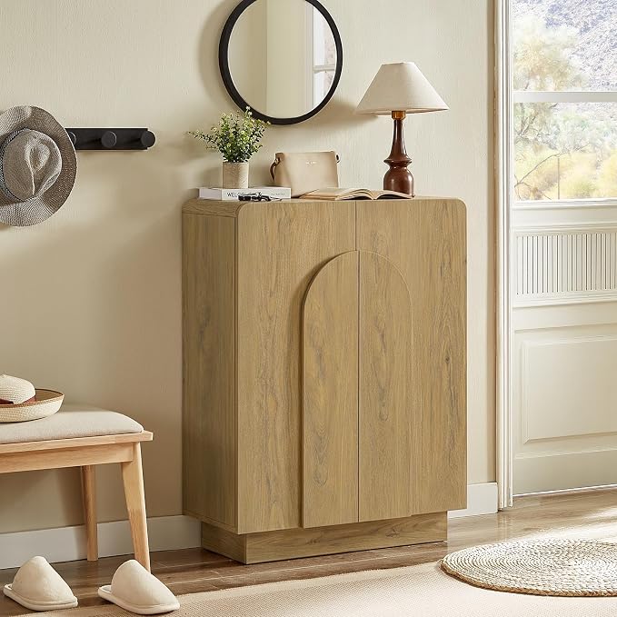 Shoe Storage Cabinet with Doors, Large Shoe Cabinet Storage for Entryway, Wooden 6 Tier Shoe Organizer Cabinets with Adjustable Shelves for Entrance Hallway Living Room Foyer (Oak)