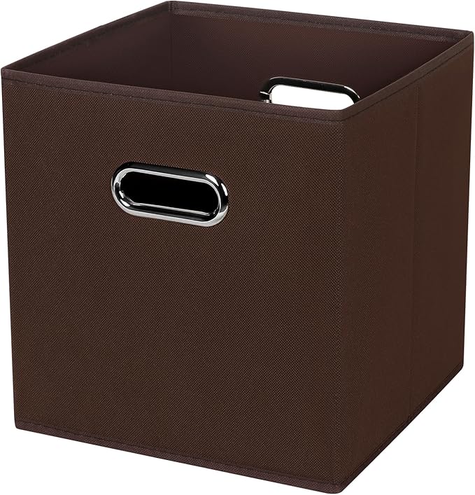 Black Foldable Storage Cubes Bins , Fabric Storage Box Cubes Organizer Baskets with Dual Handles for Home Organizer (Coffee)
