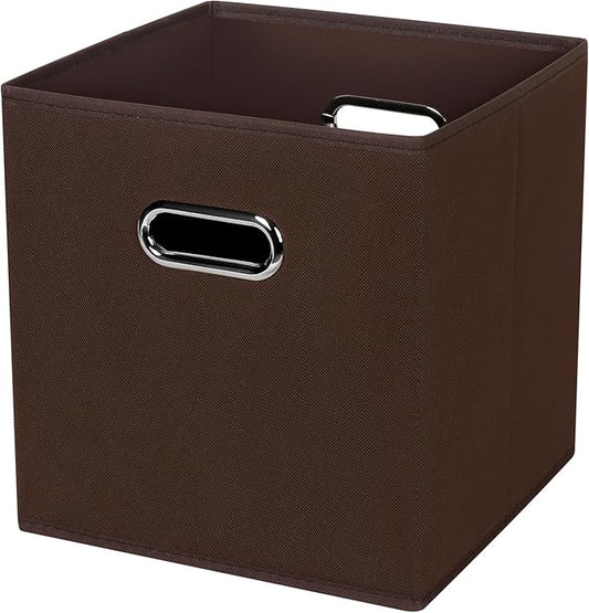 Black Foldable Storage Cubes Bins , Fabric Storage Box Cubes Organizer Baskets with Dual Handles for Home Organizer (Coffee)