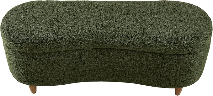 Bailey Boucle-Style Curved Storage Accent Bench