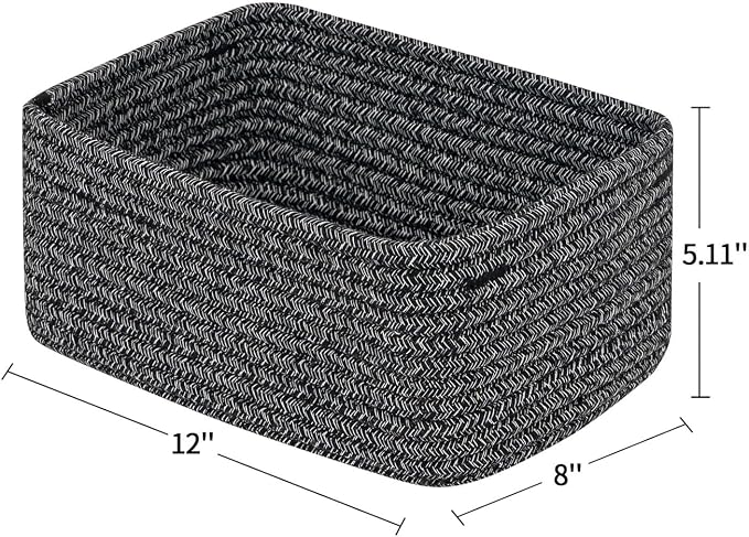CubesLand Baskets for Organizing,Small Woven Storage Baskets for Shelves | Cute Closet Cube Bins Set 3,Baby Nursery Cube Organizer Toys Basket Bin,Home Decor Organization Bins Mixed Black