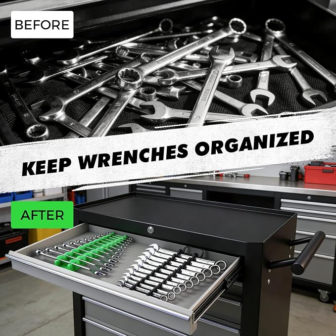 20-Piece Magnetic Tool Organizer Set, 1/4", 3/8", 1/2" SAE & Metric Socket Organizers, 2 Large Wrench Holders, 24-Slot Wrench Rails, Plier and Screwdriver Wall Mount Storage
