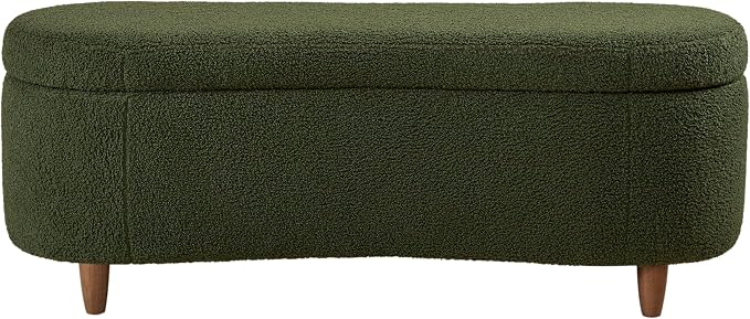 Bailey Boucle-Style Curved Storage Accent Bench