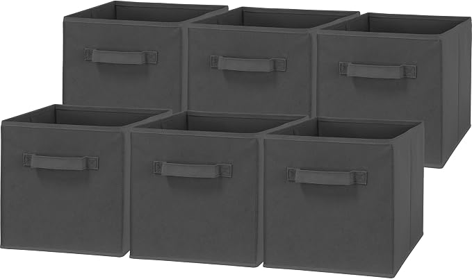 Simple Houseware 11-Inch Foldable Cube Storage Bins, Dark Gray, 6-Pack | Lightweight & Durable Structure Fabric Cubes Organizer for Closet or Shelves