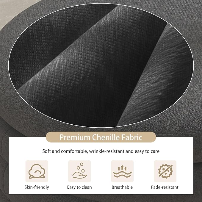 Ball & Cast Storage Ottoman Bench, 40" Chenille Upholstered Storage Bench for Bedroom End of Bed,Oval Ottoman with Storage,Entryway Bench with Safty Hinges for Living Room,Black