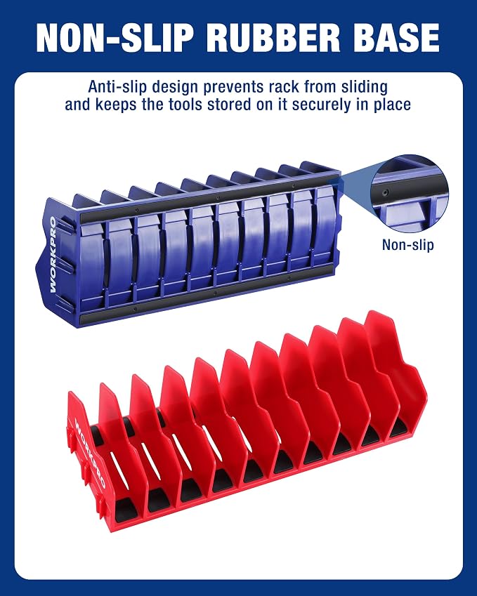 WORKPRO 4-Pack Plier Organizer Rack, 40-Slot Tool Organizer and Storage | Large Capacity Plier Holder, Non-Slip Rubber Base, High-Strength Plastic, Extendable Tool Box Organizer, Pliers Not Included