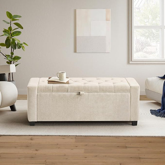 GRAINELL 42.13” Storage Ottoman Bench, Upholstered Tufted Bedroom Bench | End of Bed Storage Bench for Living Room & Entryway, 350 lb Capacity