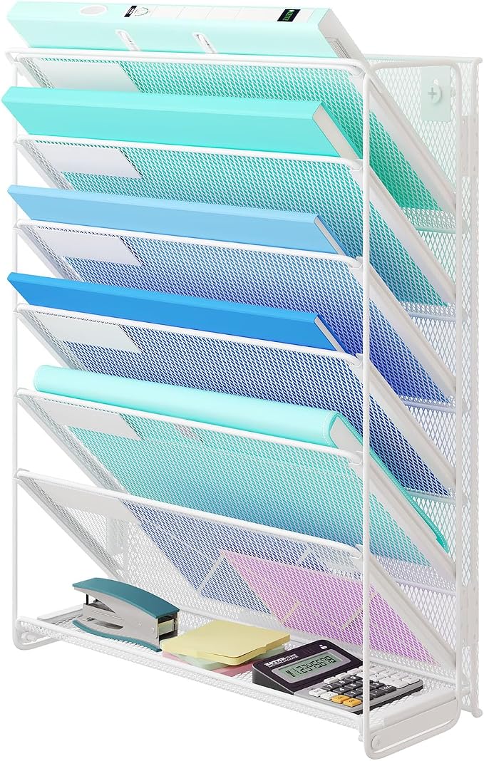 Kuntine.B Wall File Organizer Office Hanging Magazine Holder Wall File Organizer for Office Home