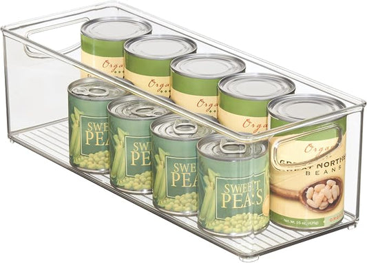 iDesign Plastic Stackable Pantry Bin with Handles, Clear | For Cabinets or Fridge, Made in USA