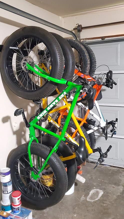 StoreYourBoard Fat Tire Bike Rack, Wall Mount Bike Storage, Holds 2 Bikes | Fits Up To 5 Inch Tires, Fat Tire Bike Storage Rack, Fat Bike Wall Rack, Rubber Coated Hooks