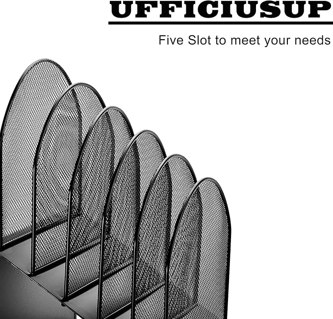 Desktop File Organizers 2 Pack Inclined Document Holders 5 Section Office Supplies Mesh Vertical File Sorters Metal File Storages (2)