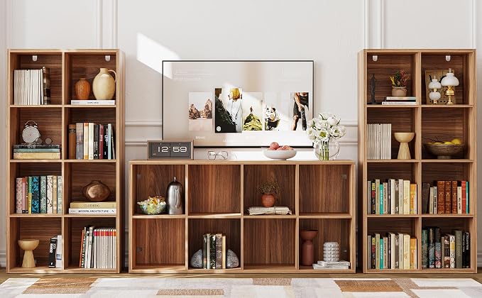 IRONCK 8-Cube Storage Organizer, Reversible Cube Bookshelf, Oak Brown | 8-cube reversible shelf organizer. Bookshelf or TV stand. Extra-thick frame, FSC certified. Anti-tip.