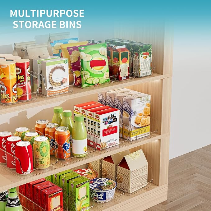 Ettori Clear Organizing Bins for Total Home Organization - Multi-Purpose Storage Solution for Pantry, Closet, Bathroom, and Kitchen (8 pack clear)