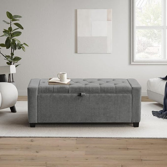GRAINELL 42.13” Storage Ottoman Bench, Upholstered Tufted Bedroom Bench | End of Bed Storage Bench for Living Room & Entryway, 350 lb Capacity