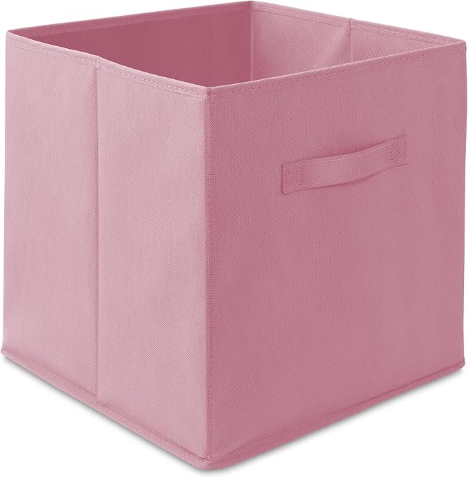 Casafield Set of 6 Collapsible Fabric Cube Storage Bins, Light Pink - 13" Foldable Cloth Baskets for Shelves, Cubby Organizers & More