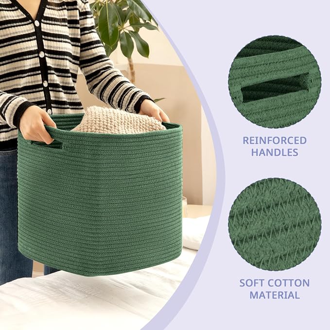 OIAHOMY Storage Cubes, 13 Inch Cube Storage Organizer, Collapsible Storage Bins, Baskets for Organizing, Storage Bins for Shelves-Green, 3-PACK
