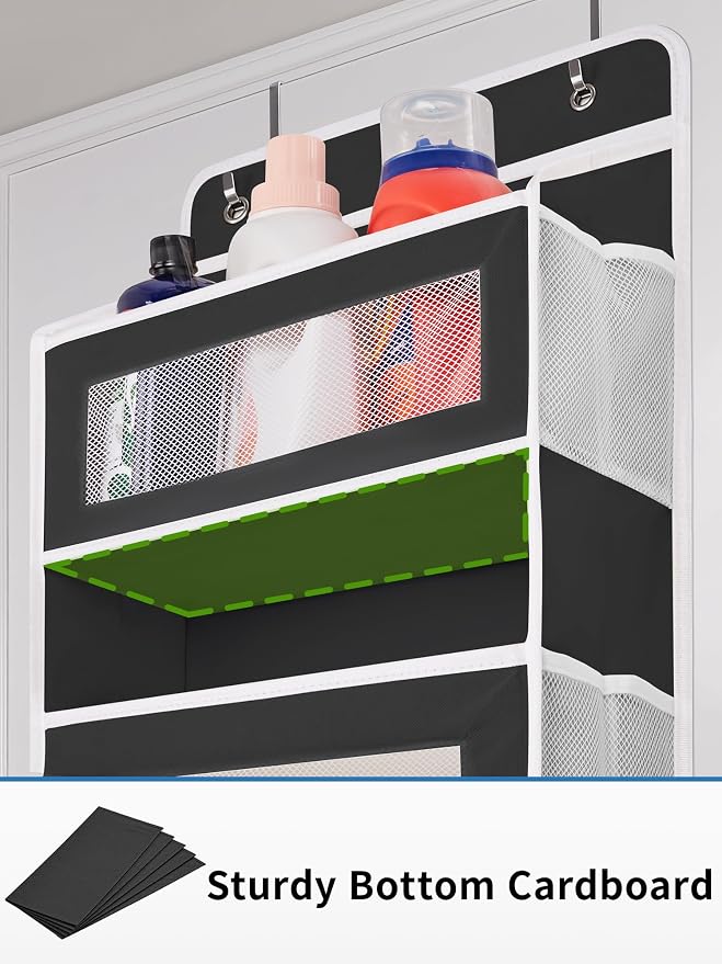 JARLINK Over the Door Organizer for Bedroom, Pantry Bathroom, 5 Shelf Black | Anti-Tilt Design, 44 lb Load Capacity, Hanging Door Organizer with 5 Large Capacity Pockets, Behind Door Storage for Nursery