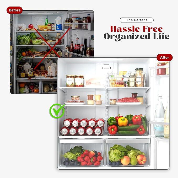 Utopia Kitchen Soda Can Organizer for Refrigerator & Pantry, 4 Pack, Clear | Durable Can Storage Organizer for Fridge & Kitchen Organization