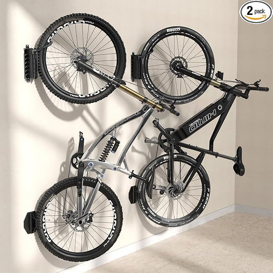 Housolution Swivel Bike Wall Mount [2 Pack], 150° Swivel up to 66lbs, Black | Vertical Bike Rack Wall Hanger, Bike Hangers for Garage, Mountain Bike Wall Mounts, Bicyckle Storage Rack for Garage
