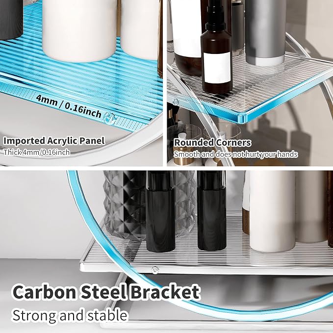 Makeup Perfume Organizer, Sliver 2-Tier Bathroom Counter Organizer | Bathroom Countertop Shelf Organizer, Makeup Organizer for Vanity, Perfume Stand for Dresser, Skincare Storage Make Up Holder
