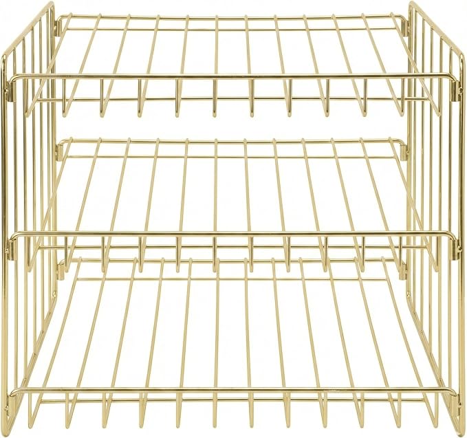 Kitchen Details 3 Tier Can Storage Organizer Rack in Gold