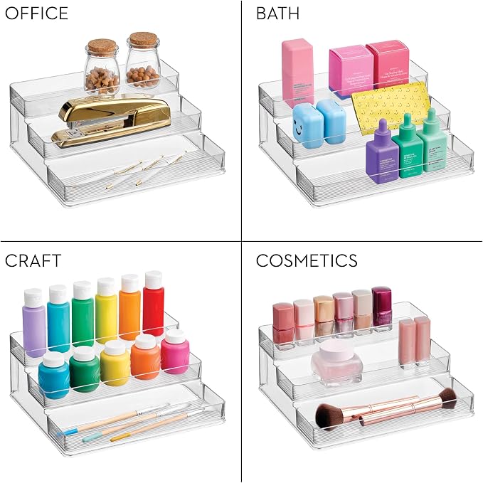 iDesign Nail Polish Organizer, 3-Tier Clear Display Stand | Holds up to 30 Bottles, Compact, For Countertop