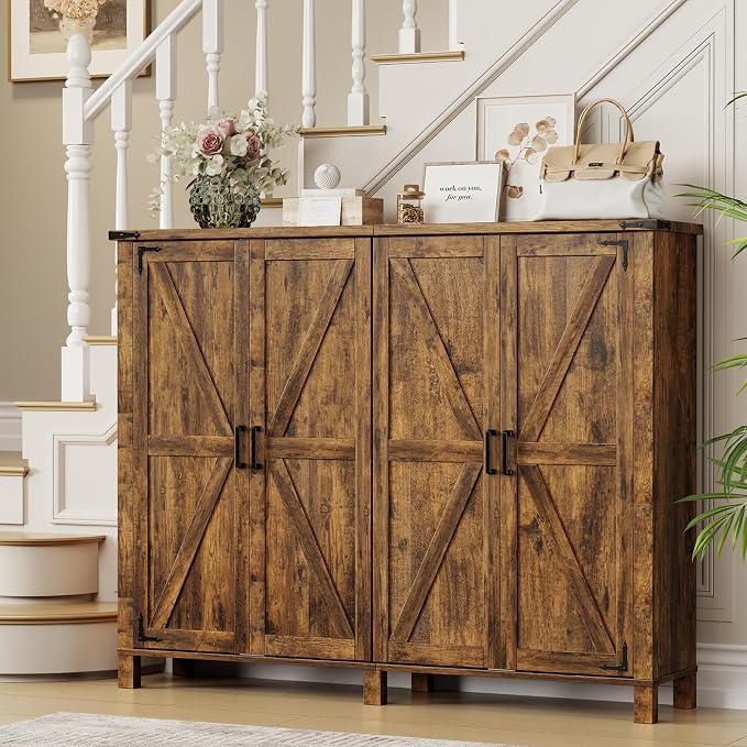 ALLSTAND 5-Tier Large Shoe Cabinet with 4 Doors, Entryway Shoe Rack Shoe Storage Cabinet with Adjustable Shelves & Anti-tip Fitting for Entryway, Living Room, Closet