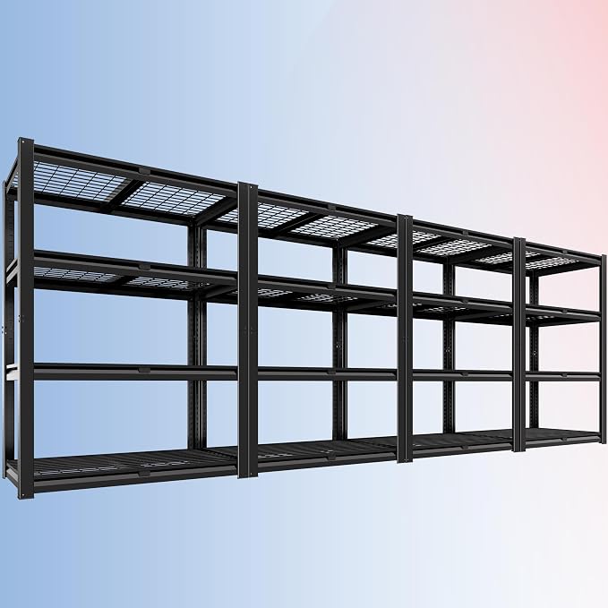 PrimeZone 40" W Heavy Duty Garage Shelving 2200 LBS 4 Tier Storage Shelves | Adjustable Industrial Metal Wire Shelf Utility Rack for Garage,Basement,Pantry,Warehouse,40" W X 20" D X 60" H 4Pack