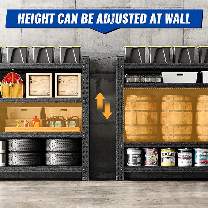 BYNSOE Heavy Duty Storage Shelving Unit 71''W, 4 Tier Adjustable Garage Shelving Rack, 5000 lbs Capacity Steel Storage Rack, Shelves for Garage, Basement, Warehouse71 W X 24" D X 69" H