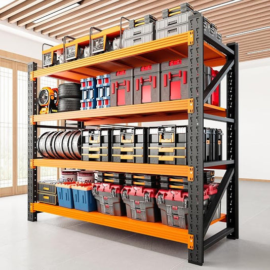 RAVIGIN 3000LBS Storage Shelves, 48" W Garage Shelving Heavy Duty Metal Adjustable Garage Shelves, Shelving Units Industrial Shelving for Warehouse, 48" W x 23.7" D x 70" H,Orange