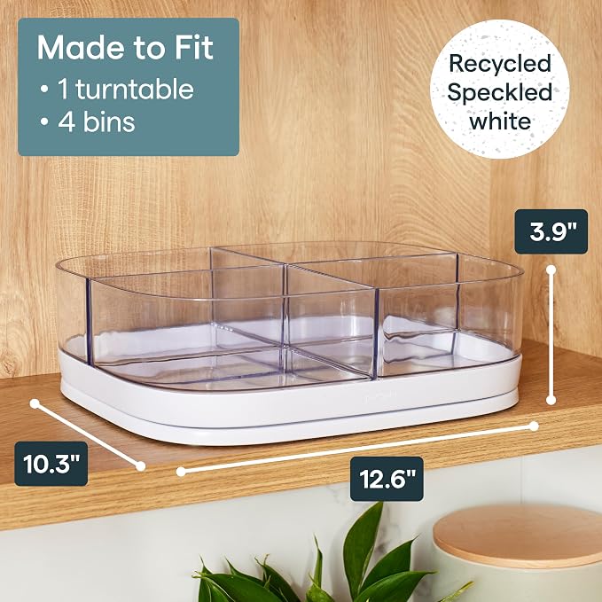YouCopia MagicTrack Turntable with 4 Bins, Rectangle Lazy Susan Organizer