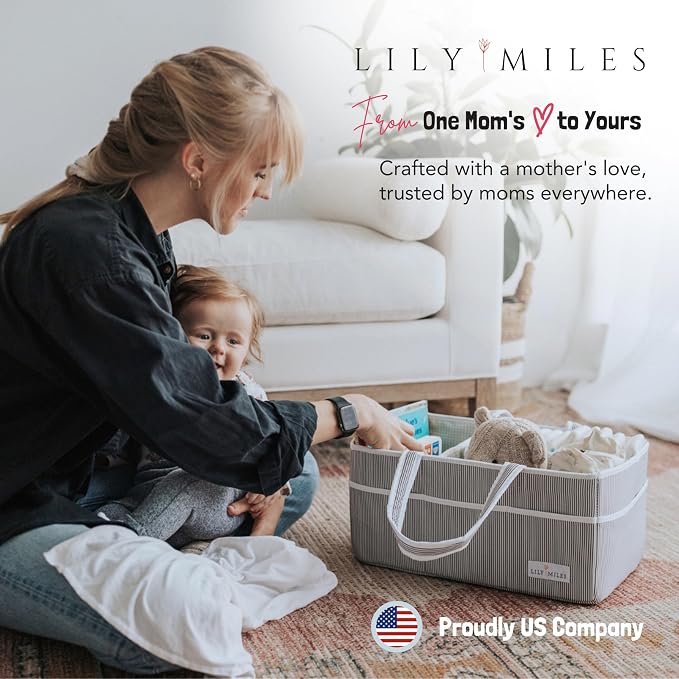 Baby Diaper Caddy - Organizer Tote Bag for Baby Girl Essentials - Baby Shower Basket - Nursery Must Haves - Registry Favorites - Newborn Caddie Car Travel - Gray/Blush, Extra Large