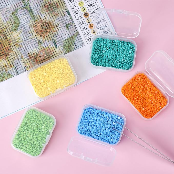 QUEFE 28 Pack Small Storage Containers Mixed Sizes Clear Plastic Boxes Craft Organizers Rectangular Bins with Lids for Small Items Bead Art Craft Jewelry Projects | Sturdy Clear PP, 5 Mixed Sizes, Hinged Snap-Lock Lids, 2 Label Sheets, for Pills Beads ...