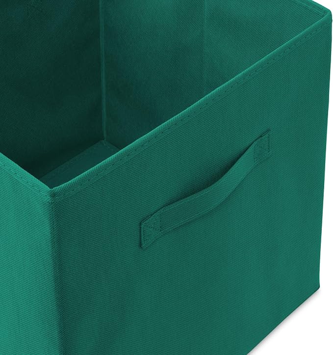 Casafield Set of 6 Collapsible Fabric Cube Storage Bins, Teal - 13" Foldable Cloth Baskets for Shelves, Cubby Organizers & More