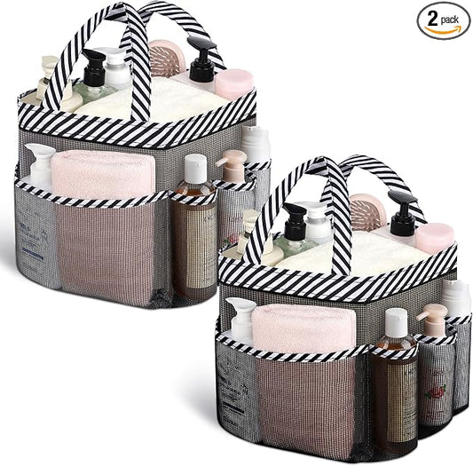 Mesh Shower Caddy Portable - 9 Pockets for College Dorm Room Essential | Large Capacity Mesh Shower Caddy with 9 Pockets, Portable Hanging Toiletry Bag for College Dorm, Gym, Camping and Beach