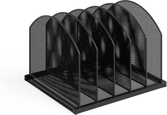 Safco Onyx Desk Organizer 5 Upright Sections, Vertical File Holder Mail Sorter Black Home, Office or Classroom Desktop Organization (3215BLKD)