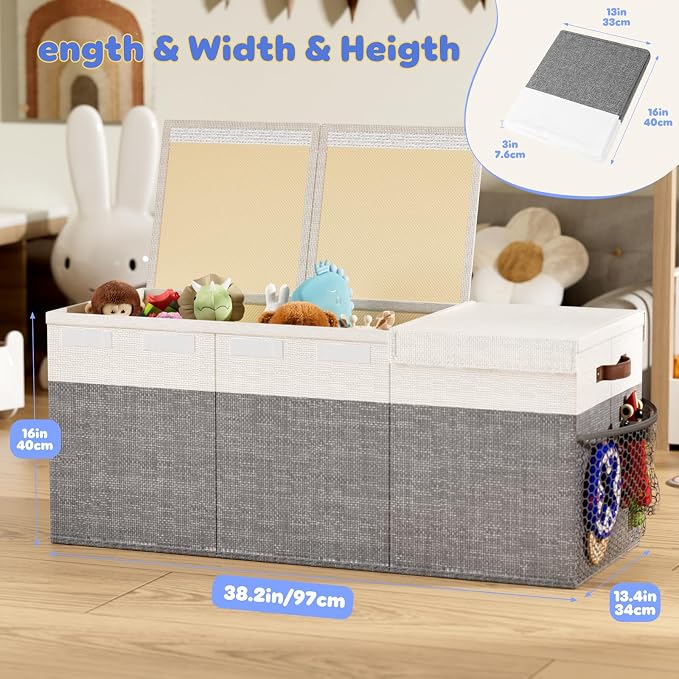 Dayacoco Extra Large Toy Box, Collapsible toy Storage, Kids Organizer, Gray | Collapsible & Sturdy. For Kids, Boys & Girls. Organizes Toys, Books & Blankets. For Playroom, Nursery & Bedroom.