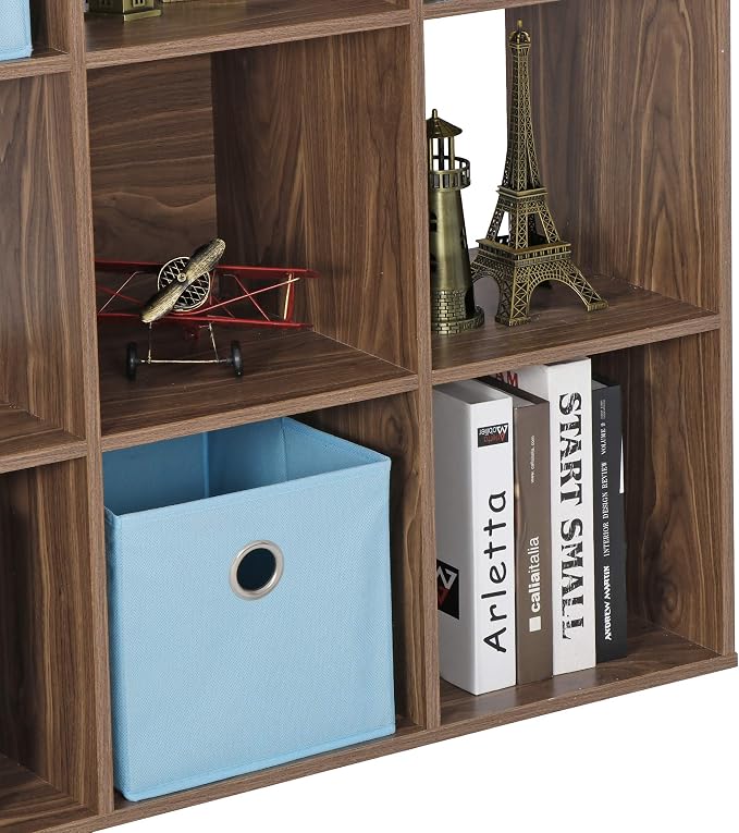9-Cube Storage Organizer,Wooden Bookshelf Cube Storage,Freestanding Bookcase w/5 Removable Back Panels,Display Shelf Bedroom, Living Room, Home,Office,Study,Natural