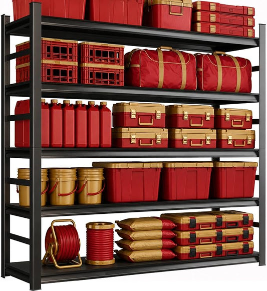 Garage Shelving, 3300 LBS Storage Shelves with Side Guard | 5-Tier Garage Storage Shelves,Adjustable Industrial Shelves with Thickened Double-Layer Posts for Garage 72×36×16in