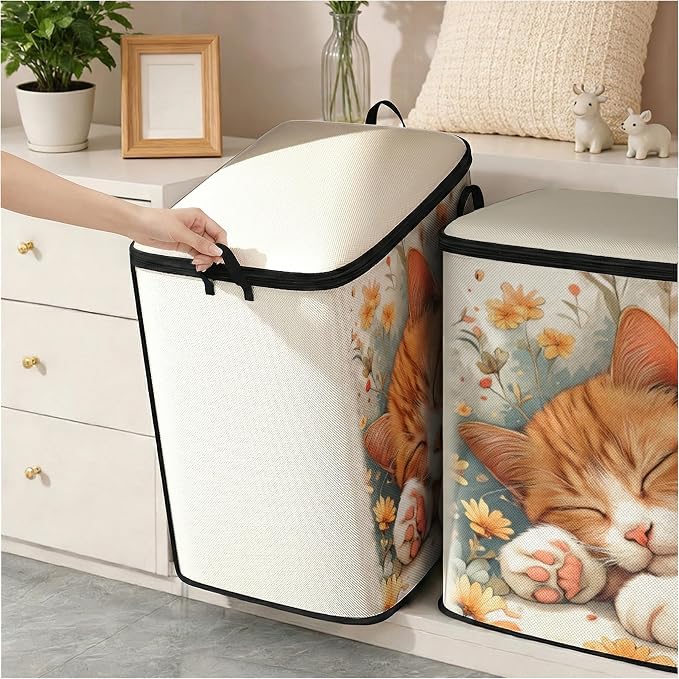 2pcs blanket storage bag for under bed,closet organizers 95L | clothing sweater sheet bedding comforter duvet quilt pillow toy storage bags with lids,dorm room essentials for containers