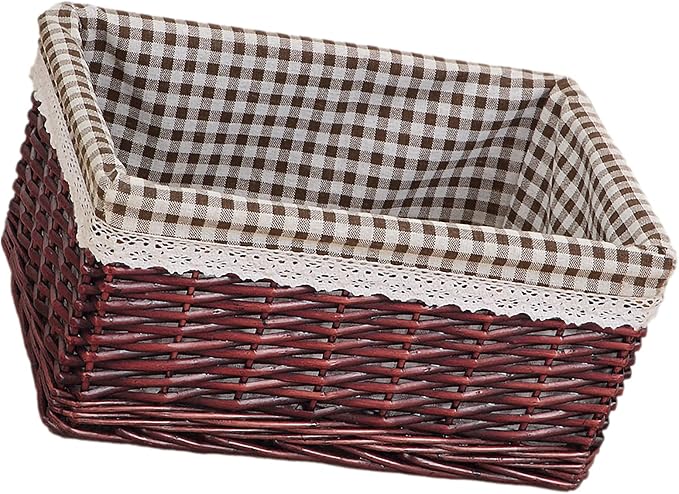 rismart Handmade Wicker Storage Baskets Woven Decorative Organizing Bins for Bedroom Bathroom Shelf Coffee