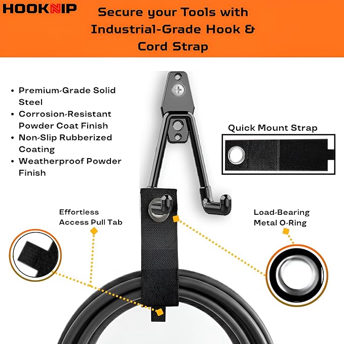 13 Pack Heavy Duty Garage Hooks, Wall Mounted Tool Hangers | PVC-coated hooks for bikes, ladders, garden tools and storage, anti-rust garage wall organizer.