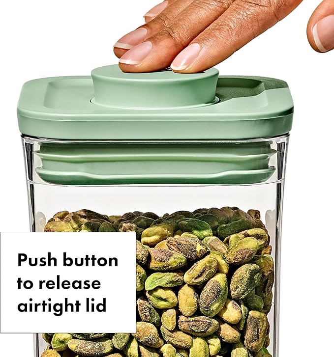 OXO Good Grips Airtight POP Container | Pistachio | Push Button Seal | For Sugar & Flour | 3 Containers with Mini Scoops, Pack of 2