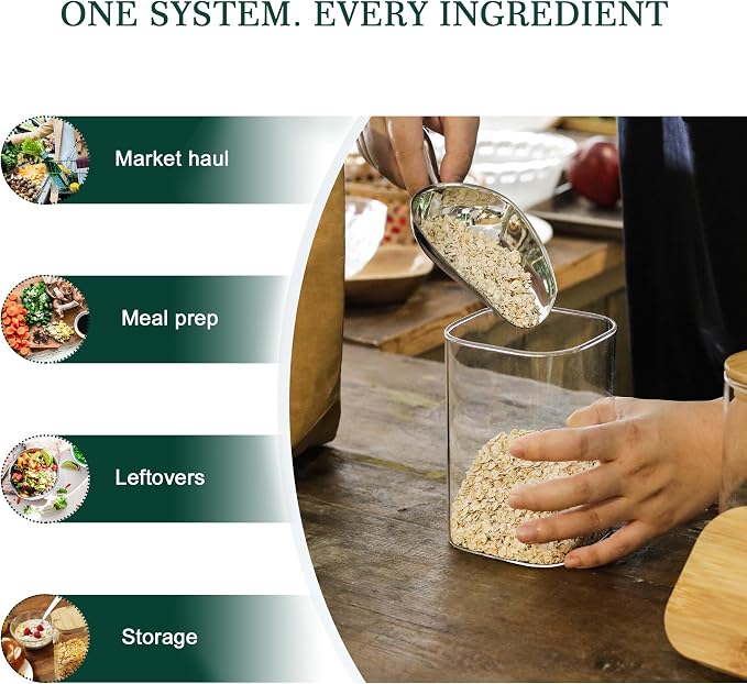 LIBWYS 12-Pack Glass Pantry Storage Jars with Bamboo Lids(0.76/1.22/1.67Qt) | Stackable Dry Food Containers for Pantry Organization, Coffee, Flour, Snacks, Tea, Pasta, Spaghetti | Kitchen Canisters Set
