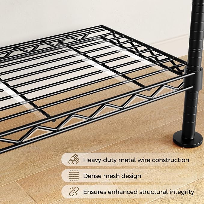 Closet Organizers and Storage, 3-Row Heavy Duty Garment Rack Clothes Rack for Hanging Clothes, Wall Mounted Closet System with 4 Telescopic Rods, 4 Hooks, 6 Shelves for Wardrobe, Bedroom, Small Space