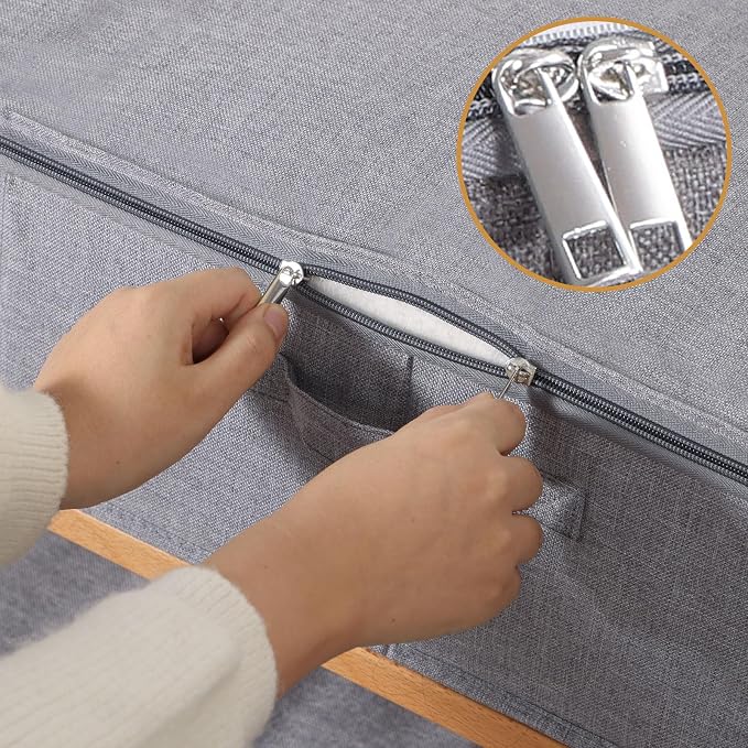 Under Bed Storage Container,Grey,23.6x11.8x5.9 Inch,3 Pack | Underbed Storage Organizers, Foldable Clothes Container,Clothes Bins with Lid and Handles for Blanket,Pillows,Shoes