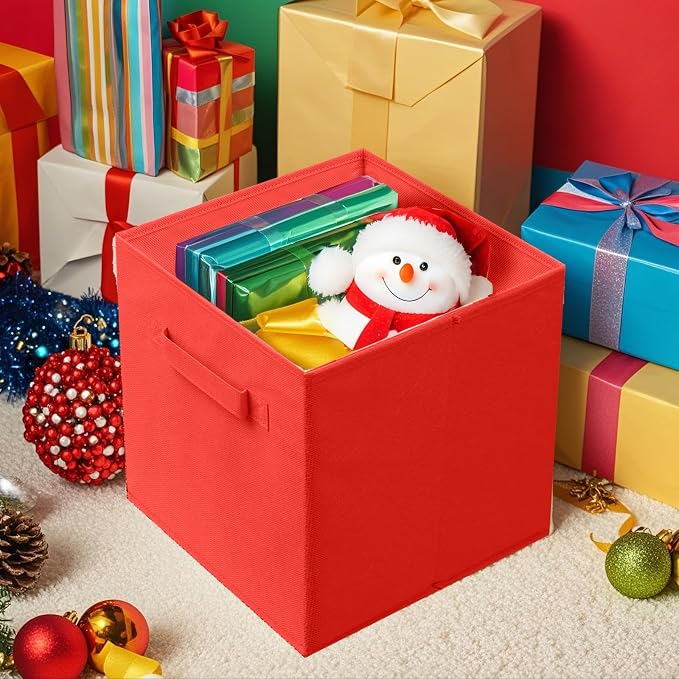 ShellKingdom Storage Bins, Foldable Fabric Storage Cube And Cloth Organizer | Storage Drawer For Closet And Toys, 13 X 13 X 13 INCH, 2 Pack (Red)