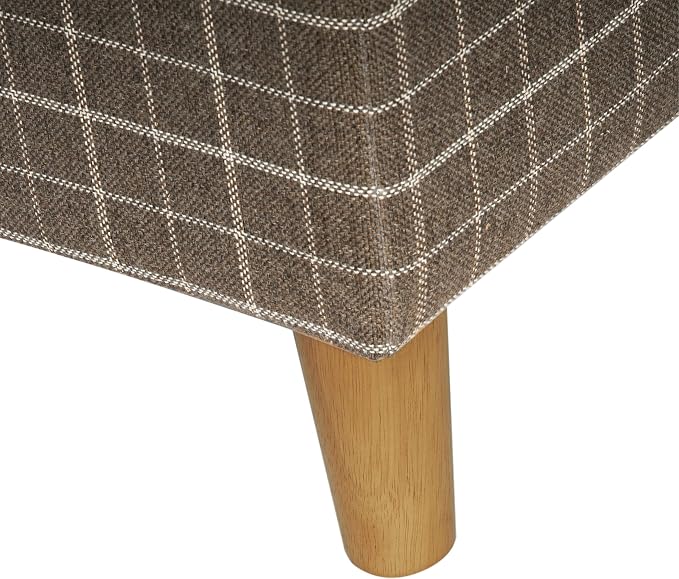 Spatial Order 24" Dinah Collection Storage Ottoman - Brown Windowpane Fabric